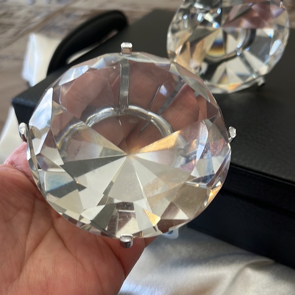 2 Cut Glass VERY LARGE Faux Diamond Ring Engagement Party for Table Deco - Picture 2 of 7